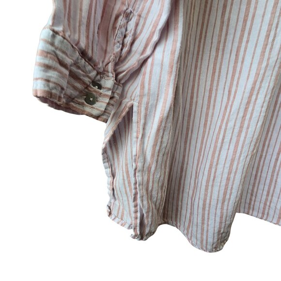 100% linen Jones New York Womens Long Sleeve Striped Button-Up Shirt Size 1X - Picture 3 of 4